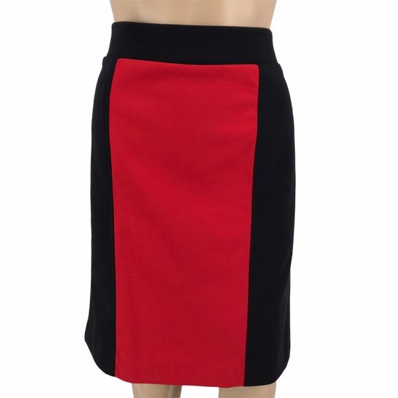 Nicole Miller pencil skirt L red black color block mini above knee - Picture 2 of 10